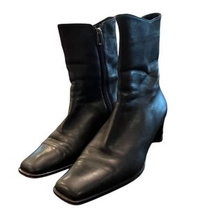 Vintage Botticelli Ankle Boots Booties Black Zip Up Block Heel Vero Curio EU 37